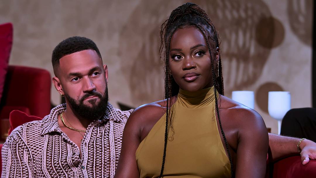 Perfect Match. (L to R) Ollie Sutherland, Amber "AD" Smith in episode 310 of Perfect Match. Cr. Courtesy of Netflix © 2025 Perfect Match. (L to R) Ollie Sutherland, Amber "AD" Smith in episode 310 of Perfect Match. Cr. Courtesy of Netflix © 2025