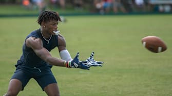 Steinbrenner High School Warriors    Andrew Brinson catches a pass at the Florida High School 7v7 Association state championship in The Villages on Friday, June 24, 2022. [PAUL RYAN / CORRESPONDENT]

Florida High School 7v7 Association State Championship