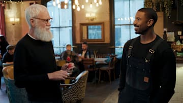My Next Guest Needs No Introduction with David Letterman. (L to R) David Letterman, Michael B. Jordan in episode 604 of My Next Guest Needs No Introduction with David Letterman. Cr. Courtesy of Netflix © 2025