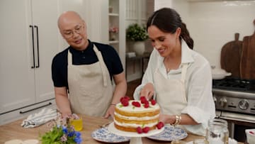 With Love, Meghan. (L to R) Daniel Martin, Meghan, Duchess of Sussex in episode 101 of With Love, Meghan. Cr. Courtesy of Netflix © 2025