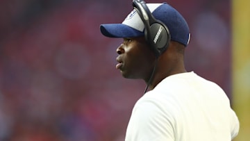 Former Los Angeles Rams safeties coach Ejiro Evero against the Arizona Cardinals at State Farm Stadium.