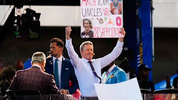 Rob Stone is introduced during Big Noon Kickoff before the game between the Ohio State Buckeyes and the Texas Longhorns at Ohio Stadium on Saturday, Aug. 30, 2025 in Columbus, Ohio.