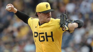 Jul 5, 2024; Pittsburgh, Pennsylvania, USA;  Pittsburgh Pirates starting pitcher Paul Skenes (30) delivers a pitch against the New York Mets during the first inning at PNC Park. Mandatory Credit: Charles LeClaire-USA TODAY Sports