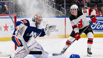 Mar 24, 2024; Elmont, New York, USA;  New York Islanders goaltender Ilya Sorokin (30) makes a save