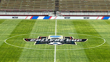Dec 3, 2021; Santa Clara, CA, USA; A logo on the field is seen before the 2021 Women's College Cup semifinals between the Florida State Seminoles and the Rutgers Scarlet Knights at Stevens Stadium. Mandatory Credit: John Hefti-Imagn Images