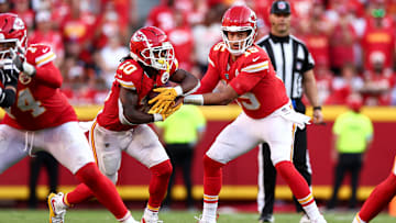 Kansas City Chiefs RB Isiah Pacheco, QB Patrick Mahomes