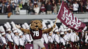 Mississippi State Bulldogs mascot Bully performs before the game against the Mississippi Rebels at Davis Wade Stadium at Scott Field.