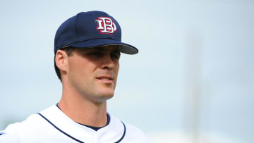 June 11, 2011; Santa Clara, CA, USA; Dallas Baptist Patriots head coach Dan Heefner (21) walks to the dugout before game one of the super regional of the 2011 NCAA baseball tournament against the California Golden Bears at the Stephen Schott Stadium. Mandatory Credit: Kyle Terada-USA TODAY Sports