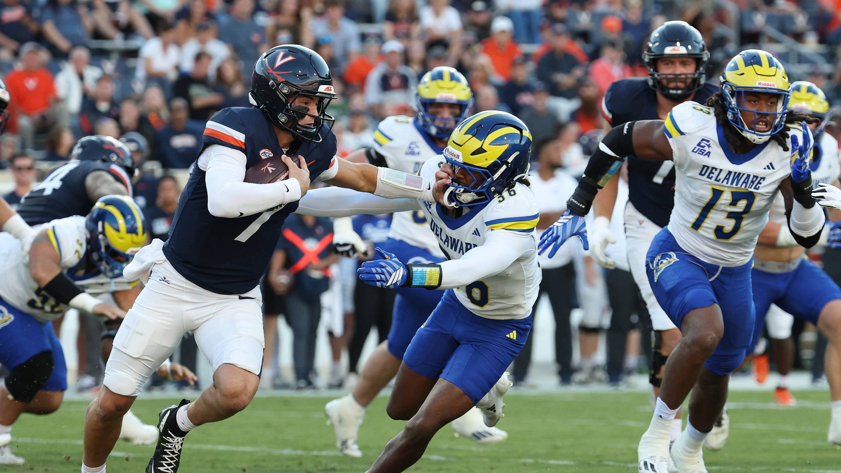 Virginia air-fries the Blue Hens 42-3, rebounding in blowout fashion