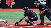 Louisville baseball catcher Matt Klein vs. Miami in the 2025 Louisville Super Regional