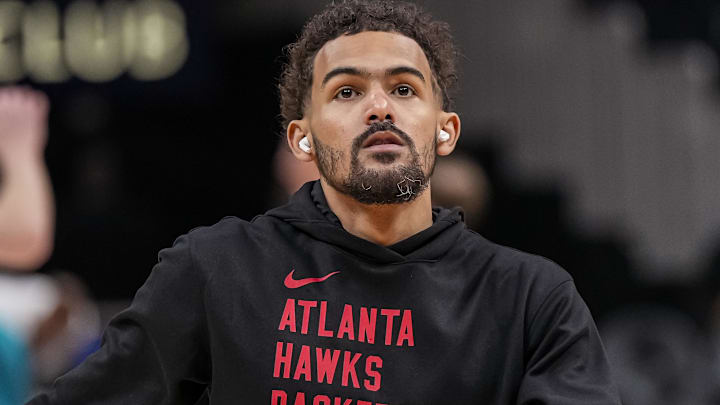 Atlanta Hawks guard Trae Young (11) shown while warming up on the court before the game Charlotte Hornets at State.