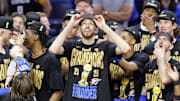 Jun 22, 2025; Oklahoma City, Oklahoma, USA; Oklahoma City Thunder forward Chet Holmgren (7) celebrates after winning game seven of the 2025 NBA Finals against the Indiana Pacers at Paycom Center. Mandatory Credit: Alonzo Adams-Imagn Images