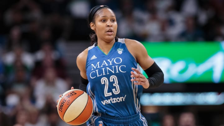 Minnesota Lynx forward Maya Moore (23) dribbles 