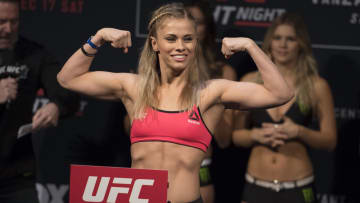 December 16, 2016; Sacramento, CA, USA; Paige VanZant weighs in for her bout against Michelle Waterson during weigh-ins for UFC Fight Night at Golden 1 Center. 