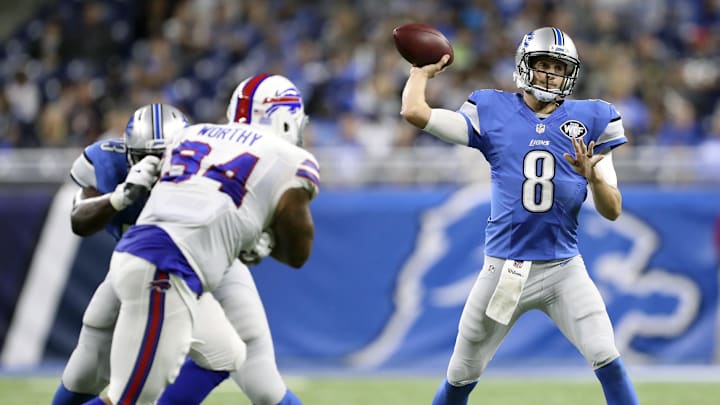 ESPN analyst and former Detroit Lions quarterback Dan Orlovsky throws the ball against the Buffalo Bills in an NFL game ESPN analyst and former Detroit Lions quarterback Dan Orlovsky throws the ball against the Buffalo Bills in an NFL game
