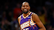Phoenix Suns forward Kevin Durant reacts after a play.