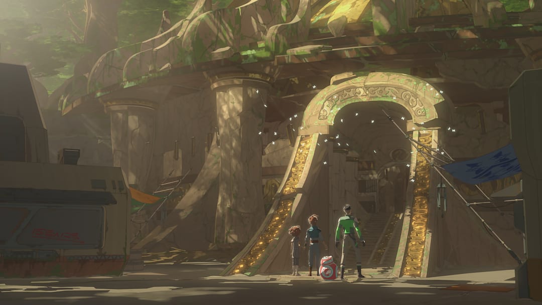 STAR WARS RESISTANCE - "The Relic Raiders" - When Kaz and the team arrive on a mysterious planet to buy supplies, they find the outpost has been abandoned and a secret Sith Temple has been raised. This episode of "Star Wars Resistance" airs Sunday, Nov. 17 (6:00-6:30 P.M. EST) on Disney XD and (10:00-10:30 P.M. EST) on Disney Channel. (Disney Channel)
STAR WARS RESISTANCE