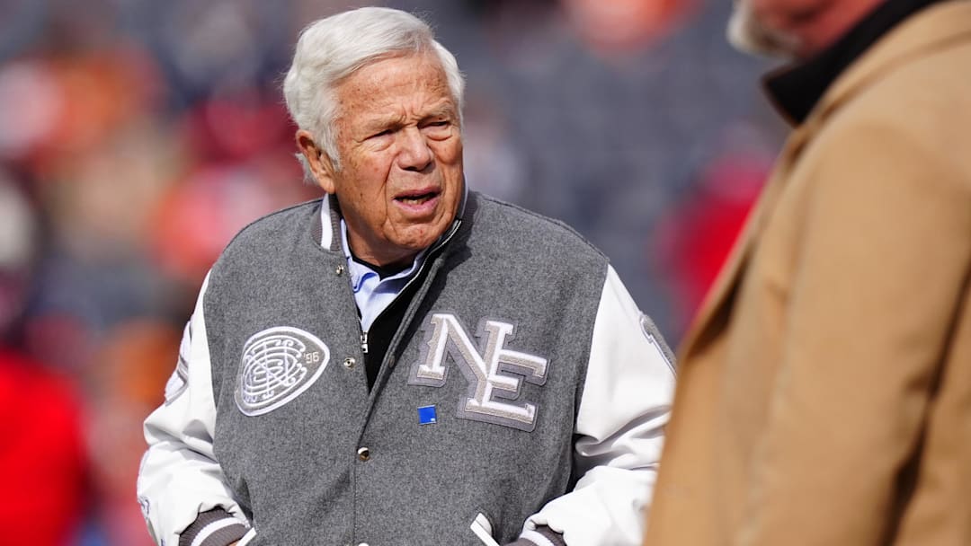 Jan 25, 2026; Denver, CO, USA; New England Patriots owner Robert Kraft before the 2026 AFC Championship Game at Empower Field at Mile High. Mandatory Credit: Ron Chenoy-Imagn Images