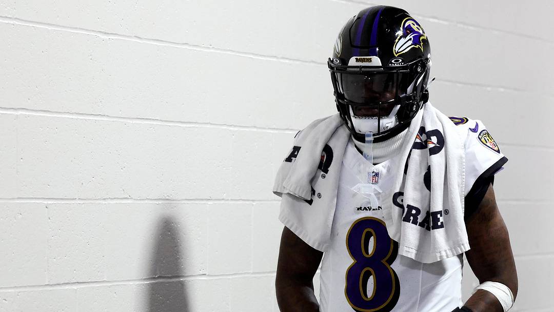 Jan 4, 2026; Pittsburgh, Pennsylvania, USA;  Baltimore Ravens quarterback Lamar Jackson (8) walks to the field to play the Pittsburgh Steelers at Acrisure Stadium. Mandatory Credit: Charles LeClaire-Imagn Images