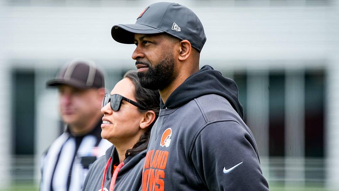 Cleveland Browns general manager Andrew Berry during the first day of rookie minicamp May 8, 2026, at Cross Country Mortgage Campus in Berea, Ohio.