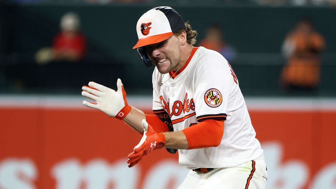 Aug 25, 2025; Baltimore, Maryland, USA; Baltimore Orioles shortstop Gunnar Henderson (2) celebrates after hitting a double during the eighth inning against the Boston Red Sox at Oriole Park at Camden Yards. Mandatory Credit: Daniel Kucin Jr.-Imagn Images Aug 25, 2025; Baltimore, Maryland, USA; Baltimore Orioles shortstop Gunnar Henderson (2) celebrates after hitting a double during the eighth inning against the Boston Red Sox at Oriole Park at Camden Yards. Mandatory Credit: Daniel Kucin Jr.-Imagn Images