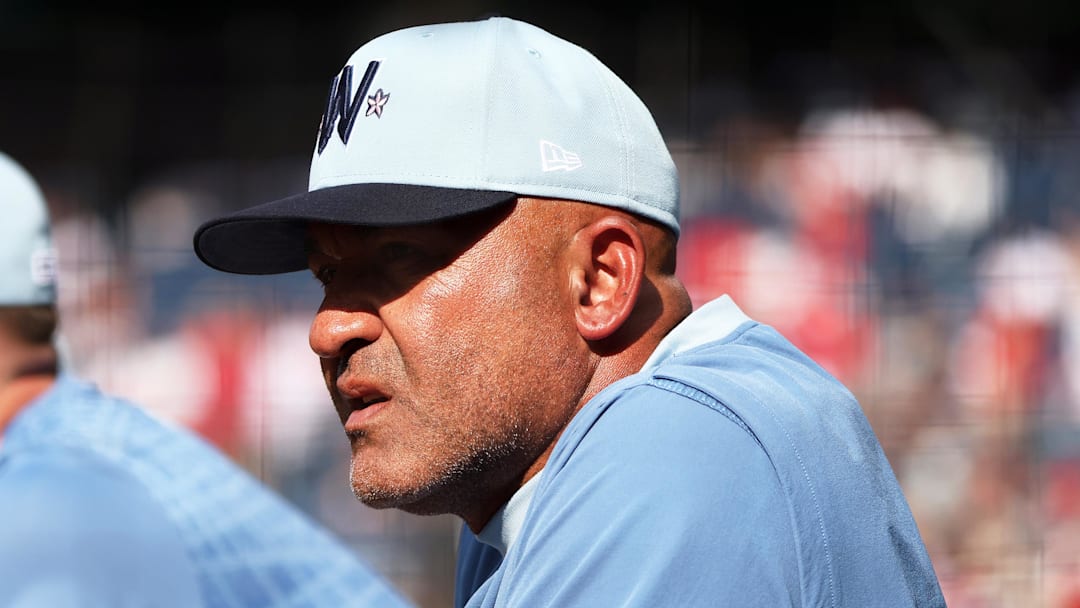 Washington Nationals manager Dave Martinez looks on during the third inning against the Boston Red Sox at Nationals Park. Washington Nationals manager Dave Martinez looks on during the third inning against the Boston Red Sox at Nationals Park.