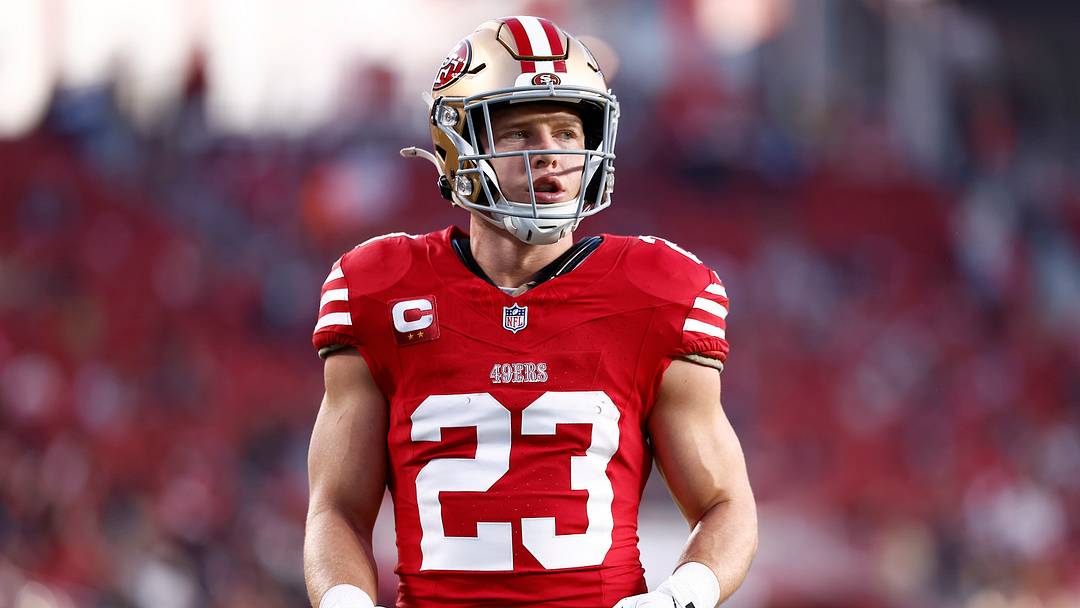 Nov 24, 2025; Santa Clara, California, USA; San Francisco 49ers running back Christian McCaffrey (23) practices before the game against the Carolina Panthers at Levi's Stadium. Mandatory Credit: Kelley L Cox-Imagn Images Nov 24, 2025; Santa Clara, California, USA; San Francisco 49ers running back Christian McCaffrey (23) practices before the game against the Carolina Panthers at Levi's Stadium. Mandatory Credit: Kelley L Cox-Imagn Images