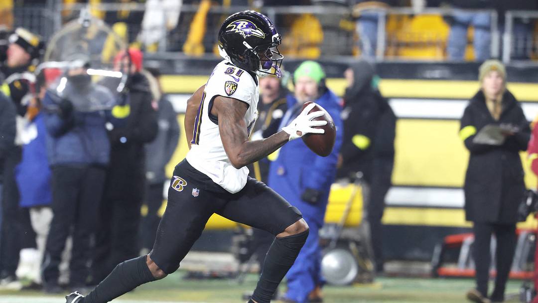 Jan 4, 2026; Pittsburgh, Pennsylvania, USA; Baltimore Ravens wide receiver Devontez Walker (81) makes a catch against the Pittsburgh Steelers during the first half at Acrisure Stadium. Mandatory Credit: Charles LeClaire-Imagn Images Jan 4, 2026; Pittsburgh, Pennsylvania, USA; Baltimore Ravens wide receiver Devontez Walker (81) makes a catch against the Pittsburgh Steelers during the first half at Acrisure Stadium. Mandatory Credit: Charles LeClaire-Imagn Images