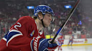 Apr 5, 2025; Montreal, Quebec, CAN; Montreal Canadiens forward Patrik Laine (92) skates during the warmup period before the game against the Philadelphia Flyers at the Bell Centre. Mandatory Credit: Eric Bolte-Imagn Images