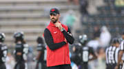 NHonolulu, Hawaii, USA;  San Diego State Aztecs head coach Sean Lewis is seen on the field before his team takes on the Hawaii Rainbow Warriors at Clarence T.C. Ching Athletics Complex.