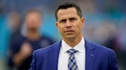 Interin Titans GM Ryan Cowden walks on the field as the team gets ready to face the Jacksonville Jaguars at Nissan Stadium Sunday, Dec. 11, 2022, in Nashville, Tenn.

Nfl Jacksonville Jaguars At Tennessee Titans