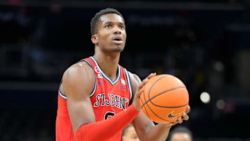 St. John's vs Georgetown; St. John's basketball center Vince Iwuchukwu 