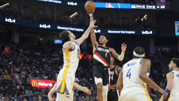 Dario Saric, Golden State Warriors (left); Anfernee Simons, Portland Trail Blazers