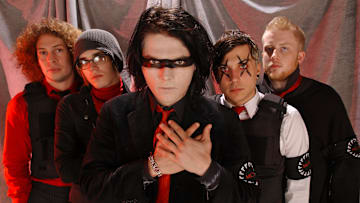 My Chemical Romance pose during a portrait session.