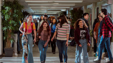 Ginny & Georgia. (L to R) Sara Waisglass as Maxine Baker, Katie Douglas as Abby, Chelsea Clark as Norah, Antonia Gentry as Ginny in episode 205 of Ginny & Georgia. Cr. Amanda Matlovich/Netflix © 2022