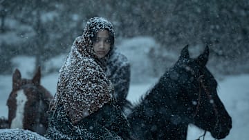 AMERICAN PRIMEVAL. Shawnee Pourier as Two Moons in Episode 105 of American Primeval. Cr. Justin Lubin/NETFLIX © 2024