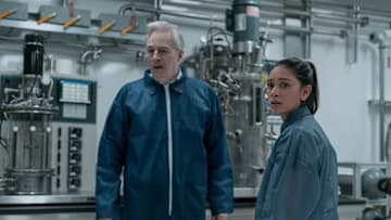 The Night Agent. (L to R) Jay Karnes as Dr. Wilfred Cole, Luciane Buchanan as Rose Larkin in episode 208 of The Night Agent. 