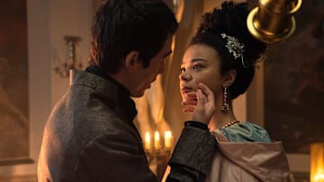  (L to R) Corey Mylchreest as Young King George, India Amarteifio as Young Queen Charlotte in episode 102 of Queen Charlotte: A Bridgerton Story