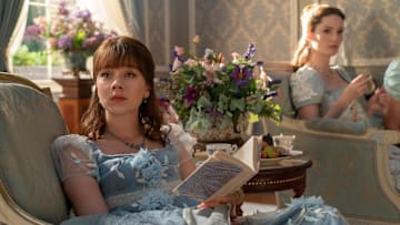 Bridgerton. (L to R) Claudia Jessie as Eloise Bridgerton, Hannah Dodd as Francesca Bridgerton in episode 303 of Bridgerton. Cr. Liam Daniel/Netflix © 2024