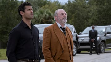 3 Body Problem. (L to R) Saamer Usmani as Raj Varma, Liam Cunningham as Wade in episode 107 of 3 Body Problem