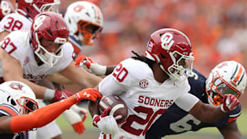 Former Oklahoma running back Sam Franklin (20) has committed to USF.