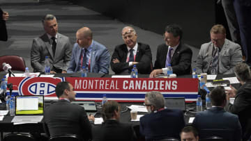 Jul 8, 2022; Montreal, Quebec, CANADA; General view of the Montreal Canadiens table