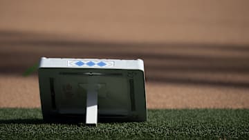 Jun 7, 2024; Chapel Hill, NC, USA; A base sits near the field prior to the North Carolina Tar Heels and West Virginia Mountaineers game in the DI Baseball Super Regional at Boshamer Stadium.  Mandatory Credit: Jeffrey Camarati-Imagn Images