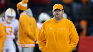 Dec 21, 2024; Columbus, Ohio, USA;  Tennessee Volunteers head coach Josh Heupel before the game against the Ohio State Buckeyes at Ohio Stadium. Mandatory Credit: Joseph Maiorana-Imagn Images