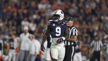 Sep 14, 2024; Auburn, Alabama, USA;  Auburn Tigers linebacker Eugene Asante (9) during the game against the New Mexico Lobos at Jordan-Hare Stadium. Mandatory Credit: John Reed-Imagn Images