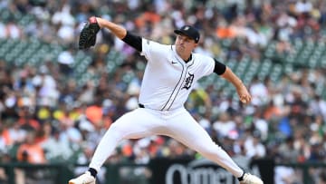 Jun 9, 2024; Detroit, Michigan, USA;  Detroit Tigers pitcher Tarik Skubal (29) throws a pitch against the Milwaukee Brewers in the fourth inning at Comerica Park. Mandatory Credit: Lon Horwedel-USA TODAY Sports