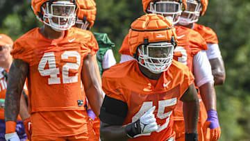 Clemson defensive lineman Vic Burley (45) during the first practice at Clemson, S.C. Friday, August 4, 2023.
