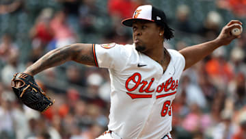 Jun 1, 2025; Baltimore, Maryland, USA; Baltimore Orioles pitcher Gregory Soto (65) throws during the seventh inning against the Chicago White Sox at Oriole Park at Camden Yards. Mandatory Credit: Daniel Kucin Jr.-Imagn Images