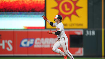 Gunnar Henderson rounds the bases after a home run