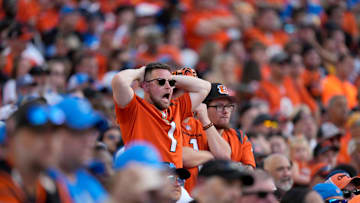 Cincinnati Bengals fans show their disappointment as the Bengals are defeated by the Detroit Lions at Paycor Stadium on October 5, 2025.